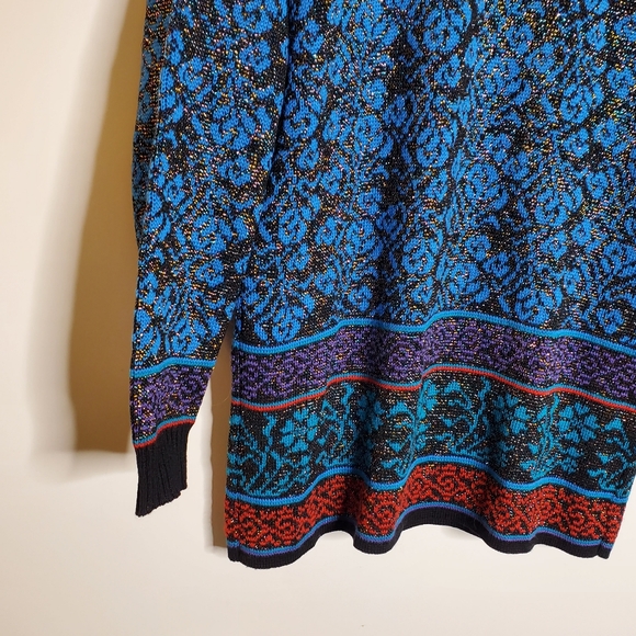 Demetre Vintage Blue and purple Pull over ladies Blossom Wool blend Sweater - Picture 9 of 9